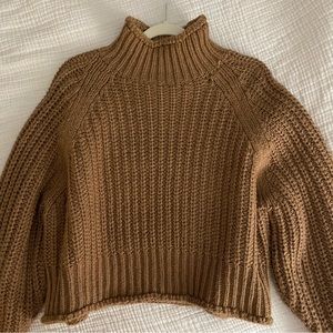 Tan large knit turtleneck sweater size Medium